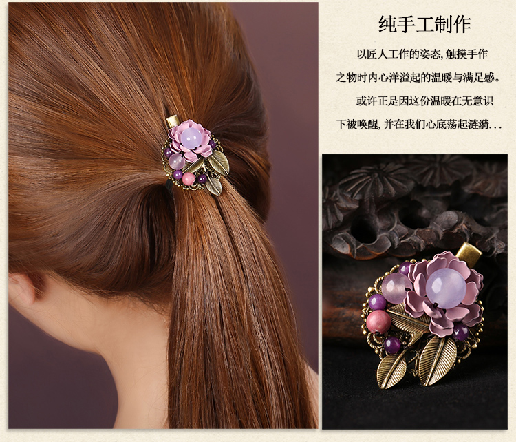 復(fù)古時(shí)尚花朵發(fā)夾，氣質(zhì)淑女淡紫頭飾