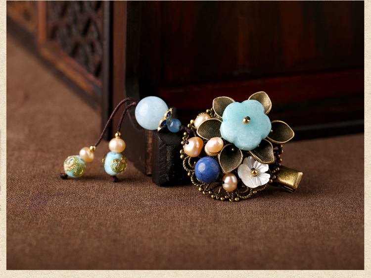 手工小花朵復(fù)古發(fā)夾，古典子墨蘭頭飾