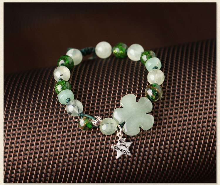 簡約時尚森系手鏈，清新淡綠手串飾品