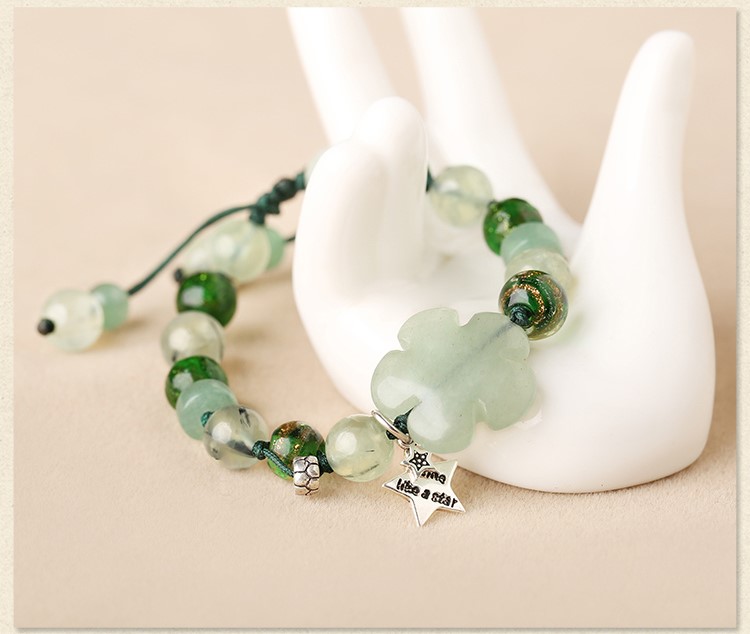 簡約時尚森系手鏈，清新淡綠手串飾品