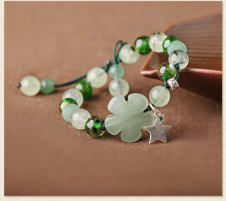 簡約時尚森系手鏈，清新淡綠手串飾品