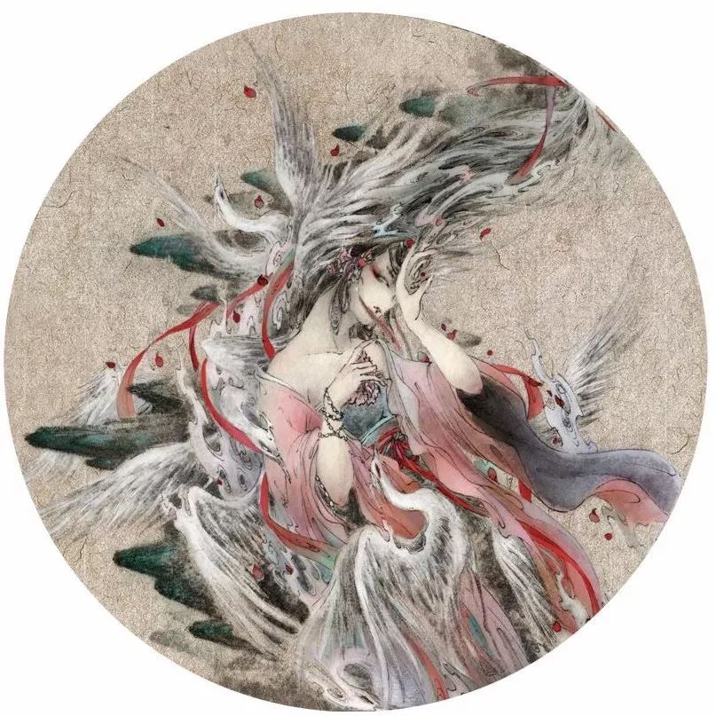 古典唯美插畫(huà)：杉澤的福連文苑水墨百鬼圖插畫(huà)