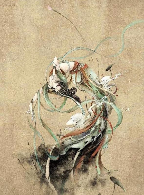 古典唯美插畫：杉澤的福連文苑水墨百鬼圖插畫