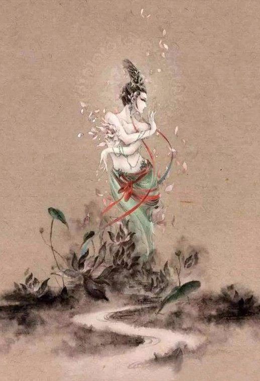 古典唯美插畫：杉澤的福連文苑水墨百鬼圖插畫