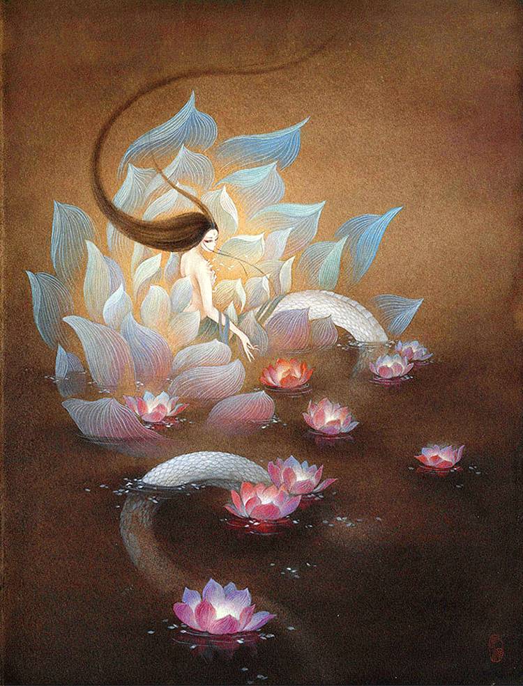 古典唯美插畫：杉澤的福連文苑水墨百鬼圖插畫