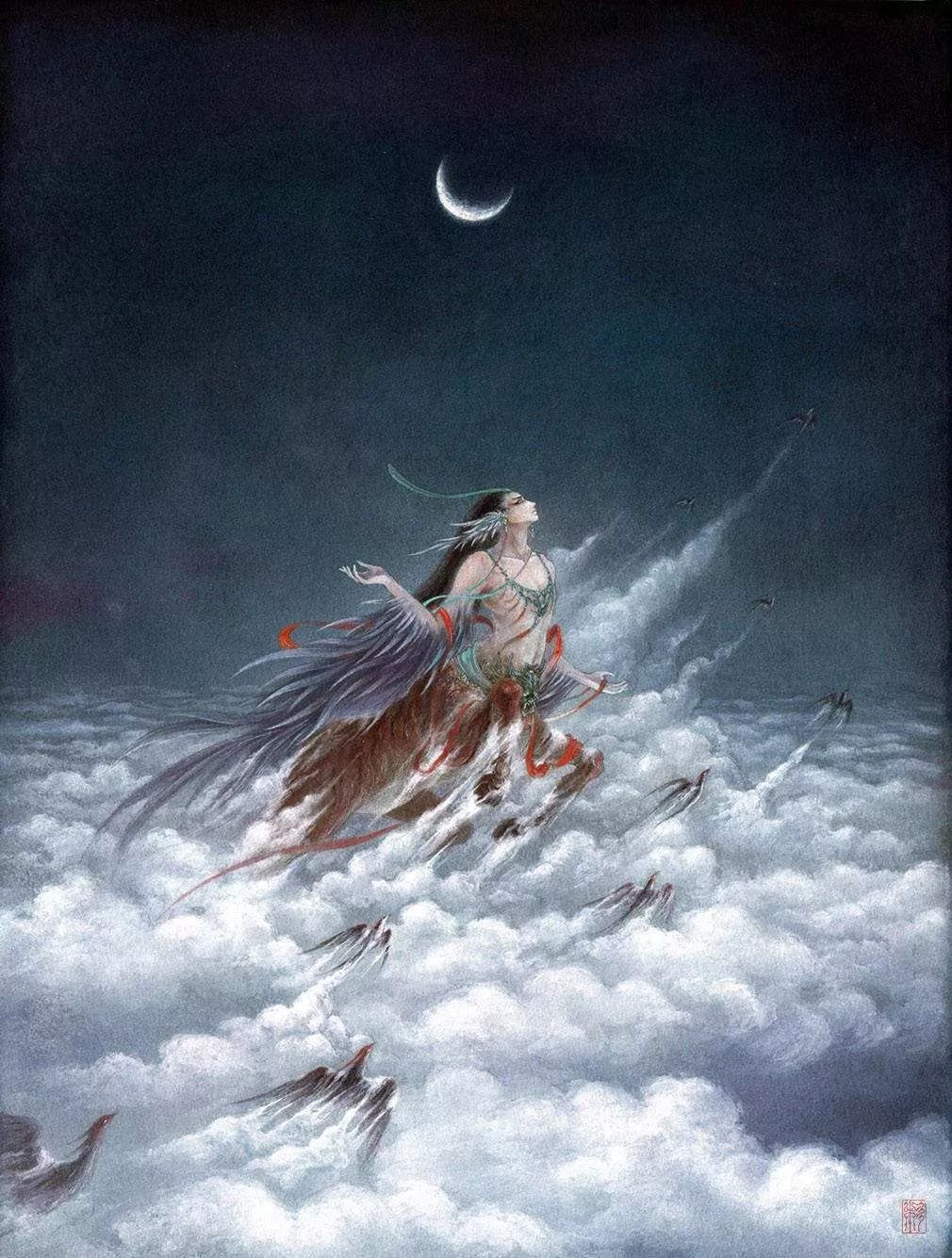 古典唯美插畫：杉澤的福連文苑水墨百鬼圖插畫