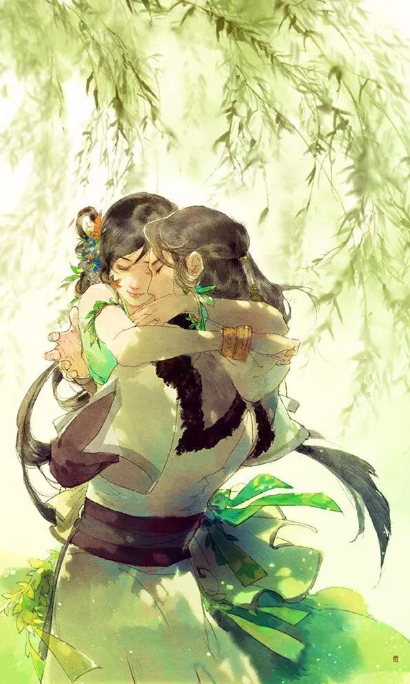 唯美古風(fēng)情侶插畫(huà)：只羨鴛鴦不羨仙