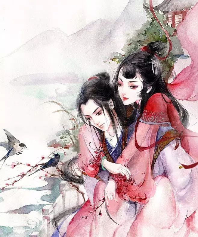 唯美古風(fēng)情侶插畫：只羨鴛鴦不羨仙