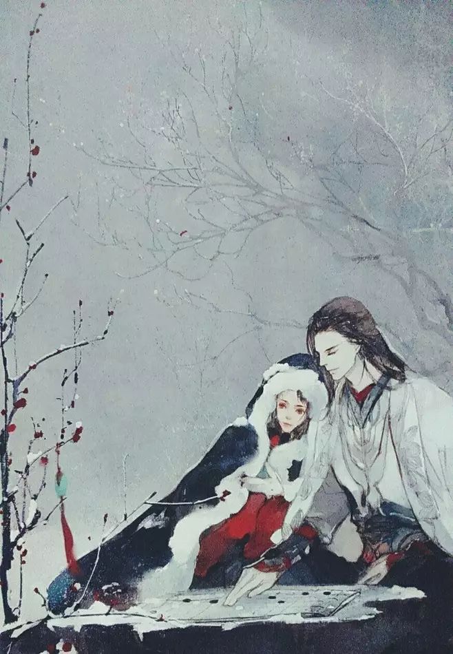 唯美古風(fēng)情侶插畫：只羨鴛鴦不羨仙