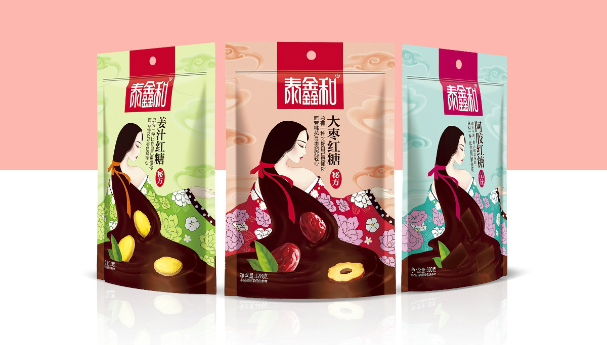 古風(fēng)美人紅糖食品包裝設(shè)計(jì)：甜蜜在心中寵愛
