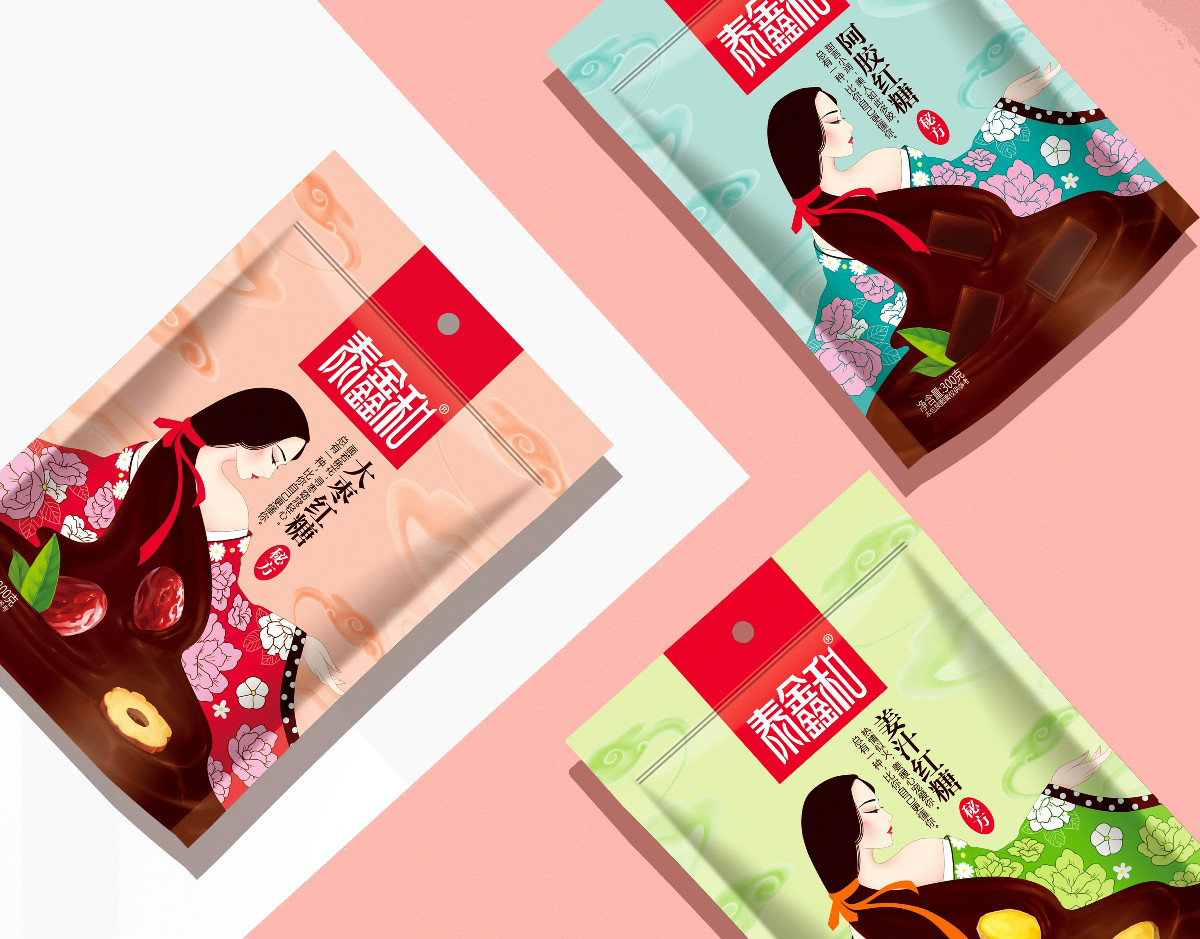 古風(fēng)美人紅糖食品包裝設(shè)計(jì)：甜蜜在心中寵愛