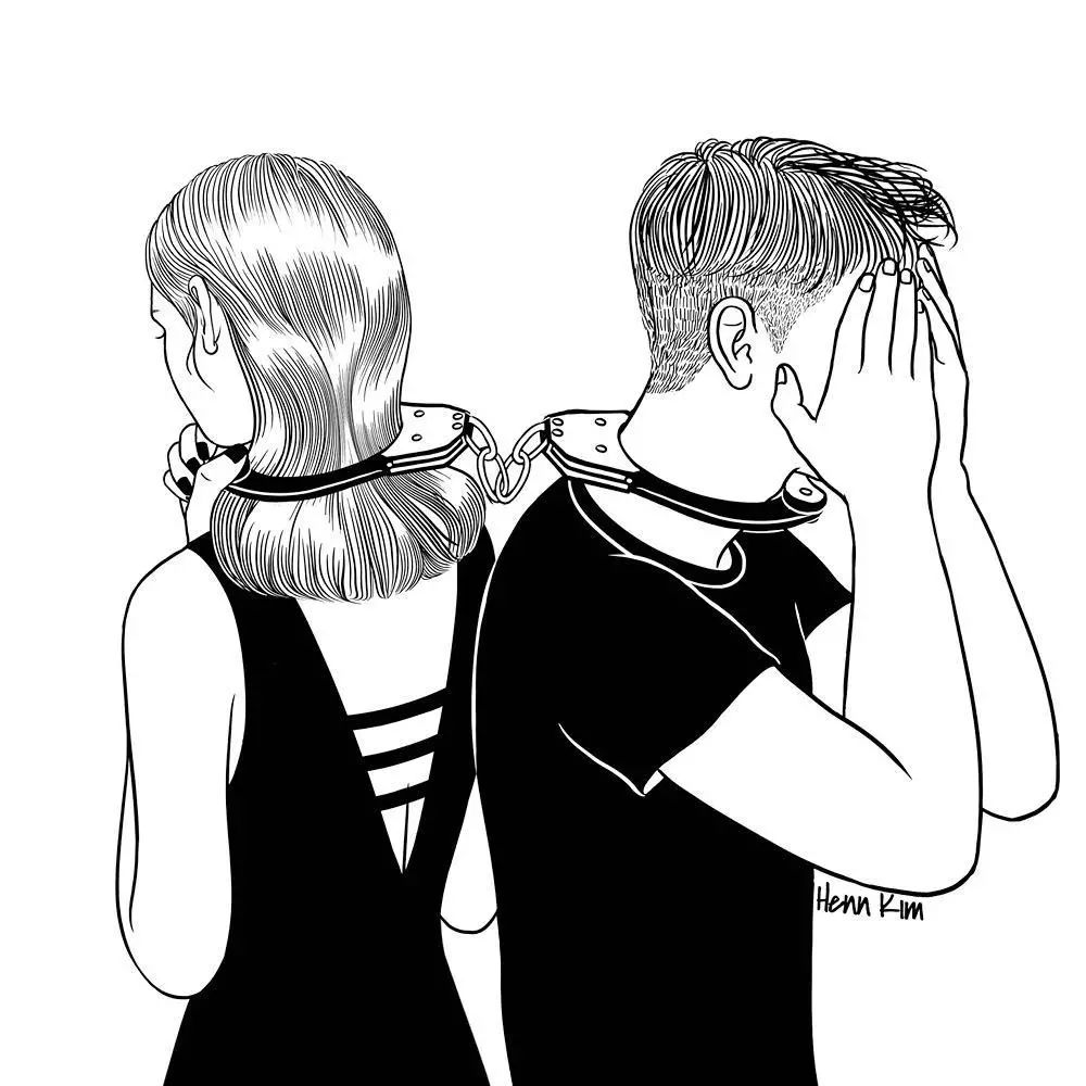 一組扎心黑色治愈系漫畫，看哭了的黑白插畫