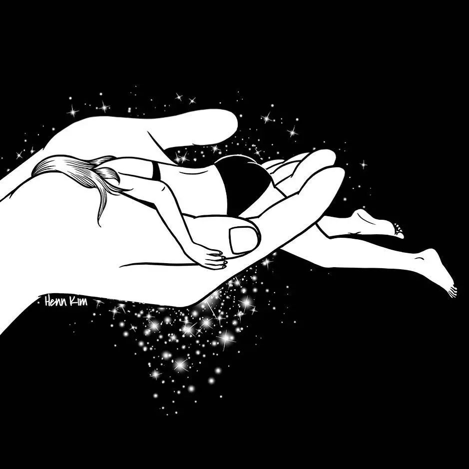 一組扎心黑色治愈系漫畫，看哭了的黑白插畫