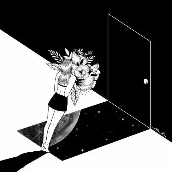 一組扎心黑色治愈系漫畫，看哭了的黑白插畫