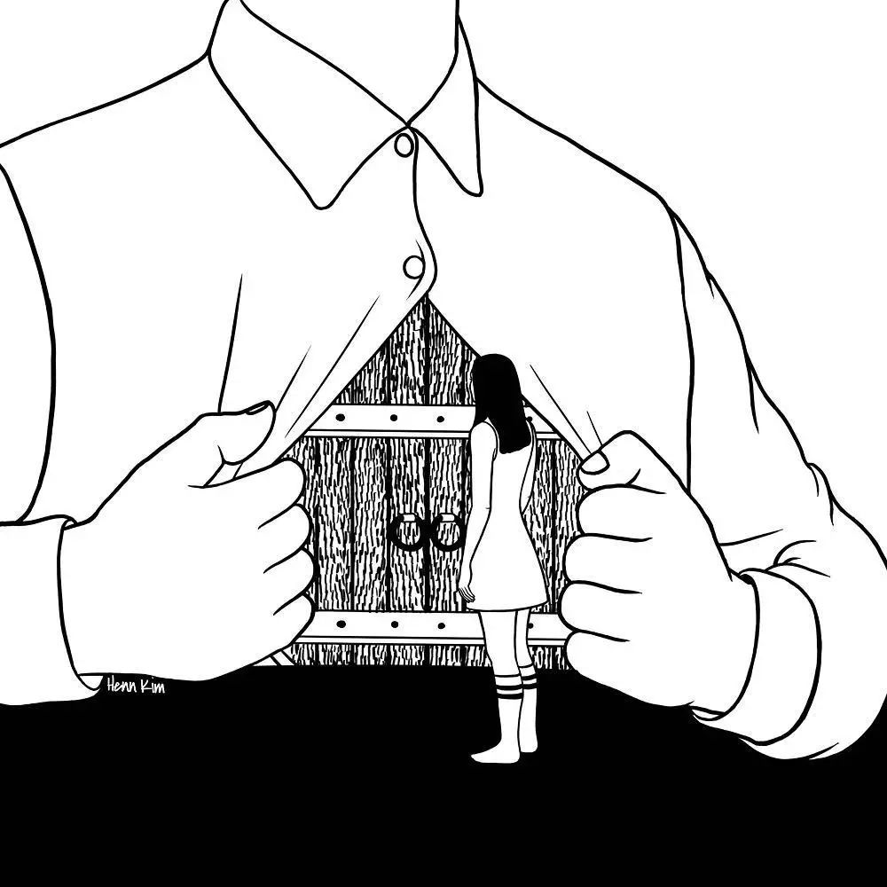 一組扎心黑色治愈系漫畫，看哭了的黑白插畫