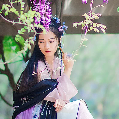 高貴氣質(zhì)紫藤女生頭像，唯美古風(fēng)真人頭像