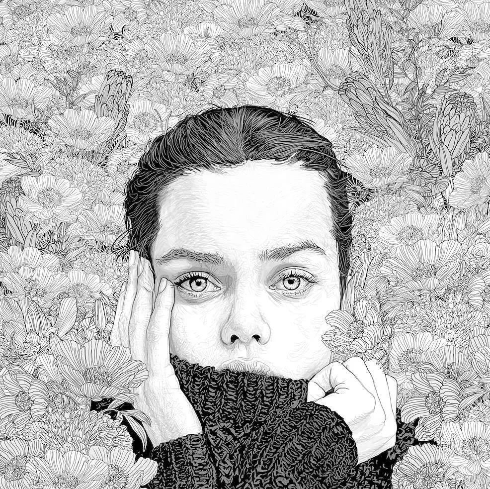 美人與花插畫：用線條淋漓盡致展現(xiàn)女性魅力！