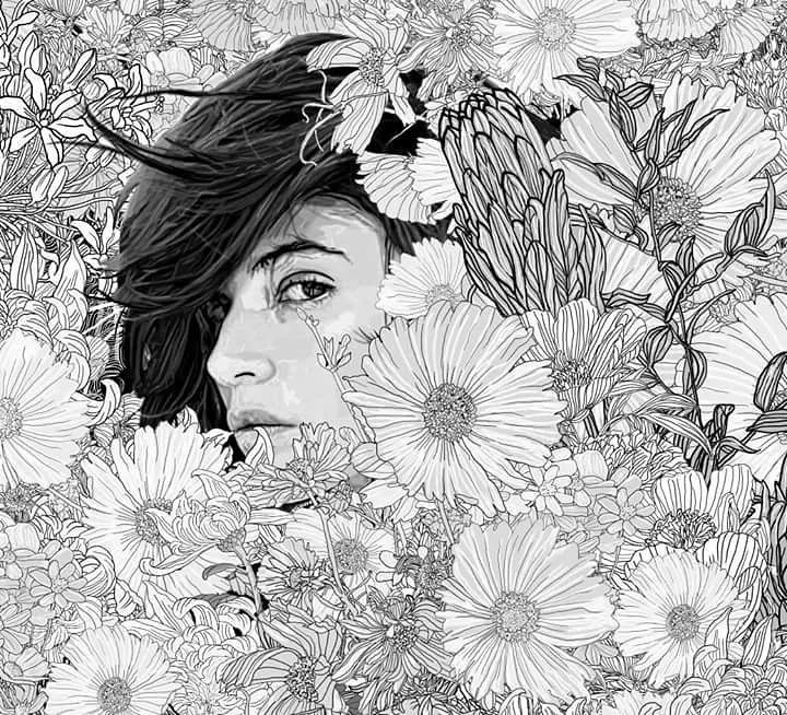 美人與花插畫：用線條淋漓盡致展現(xiàn)女性魅力！