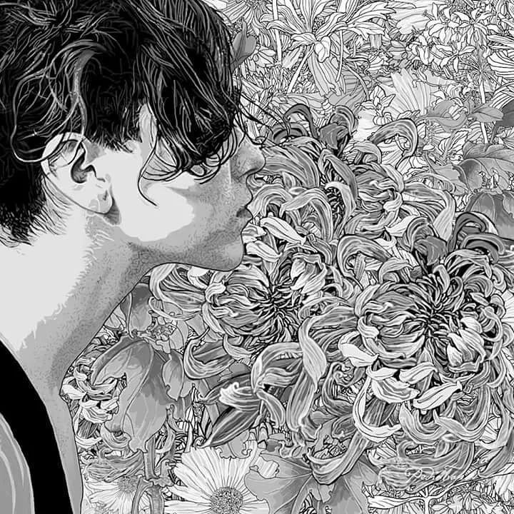 美人與花插畫：用線條淋漓盡致展現(xiàn)女性魅力！