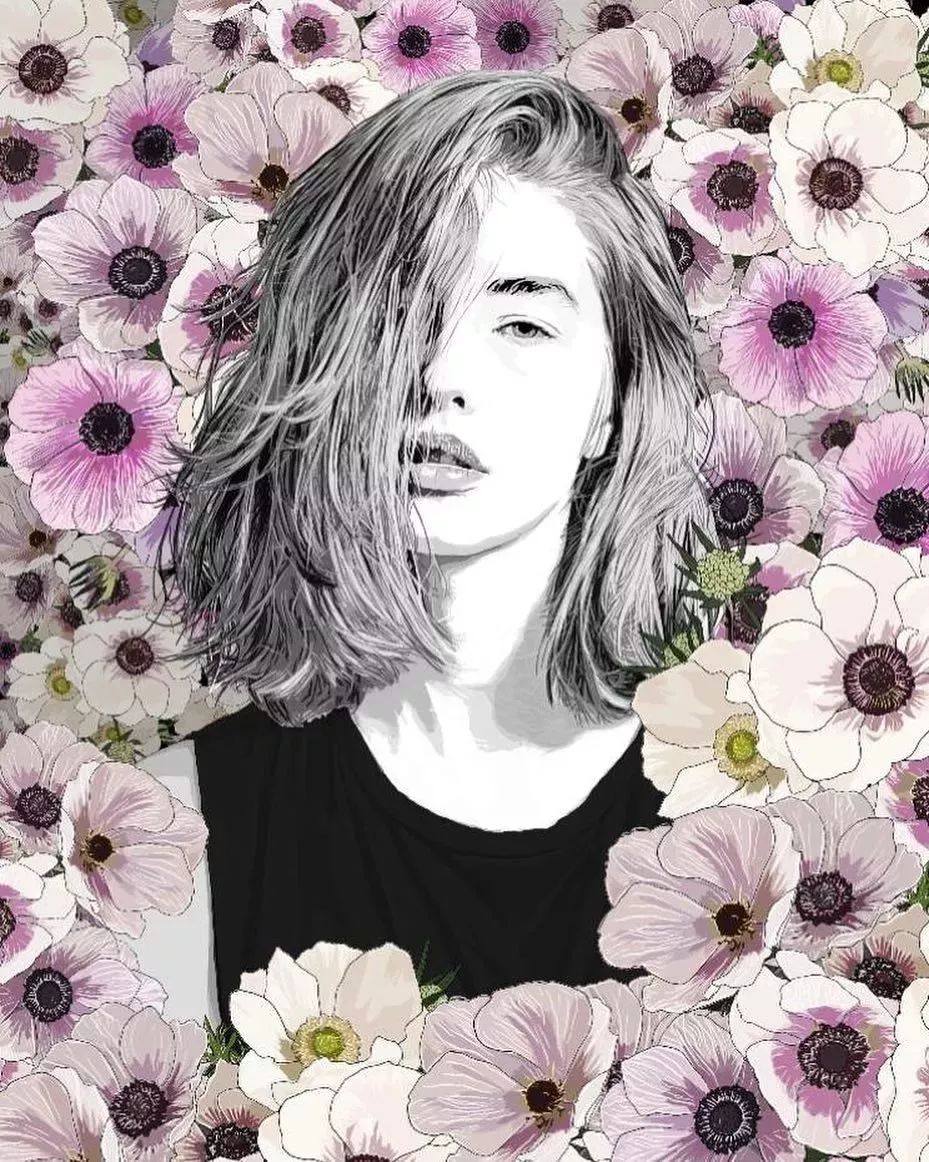 美人與花插畫：用線條淋漓盡致展現(xiàn)女性魅力！