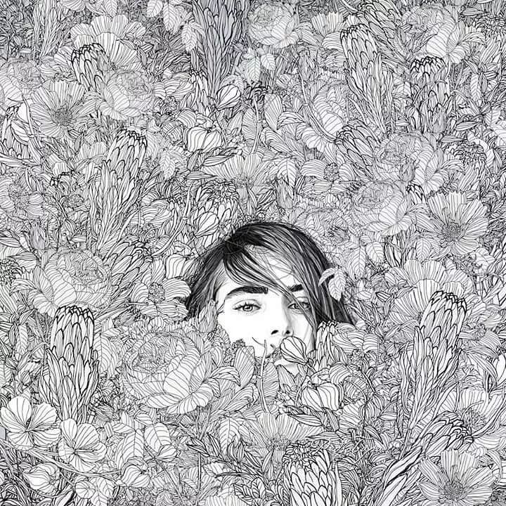 美人與花插畫：用線條淋漓盡致展現(xiàn)女性魅力！