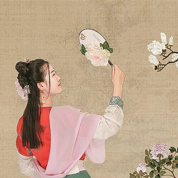 古典牡丹帶傘團扇女生頭像，唯美古風(fēng)真人頭像