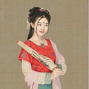 古典牡丹帶傘團扇女生頭像，唯美古風(fēng)真人頭像