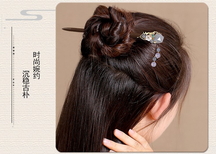 水晶復(fù)古風(fēng)發(fā)簪，古代步搖發(fā)簪頭飾