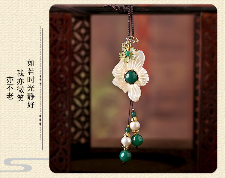 珍珠流蘇花朵鎖骨鏈，小清新項鏈首飾