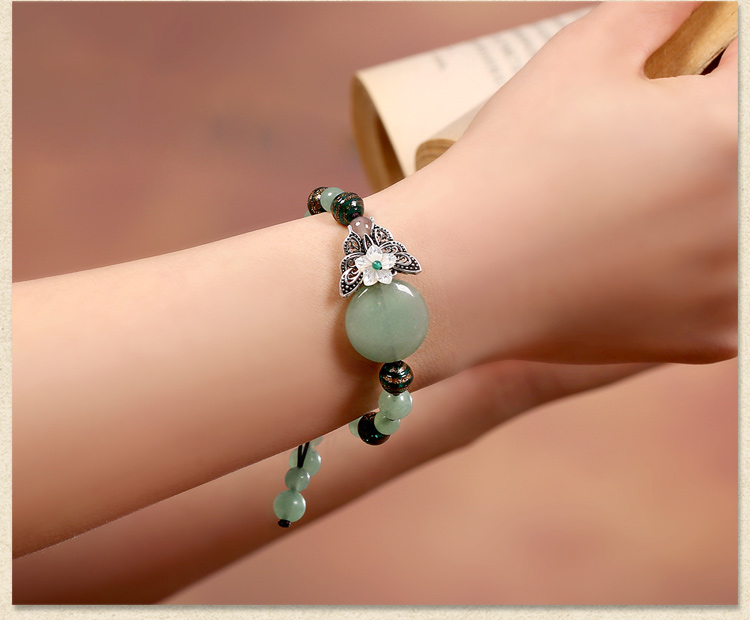 綠色森系手鏈，簡(jiǎn)約個(gè)性蝴蝶手串飾品