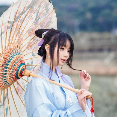 風花雪月帶傘女生頭像，唯美古風真人頭像