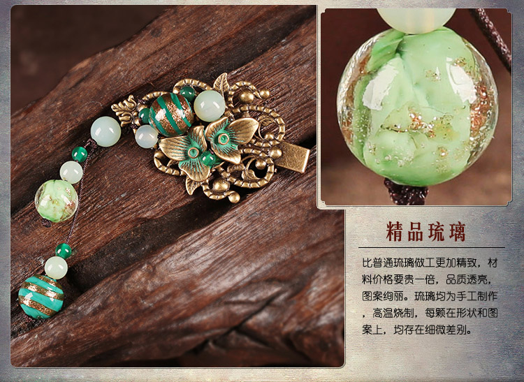 復(fù)古風(fēng)青曼發(fā)夾，優(yōu)雅福連文苑發(fā)飾頭飾