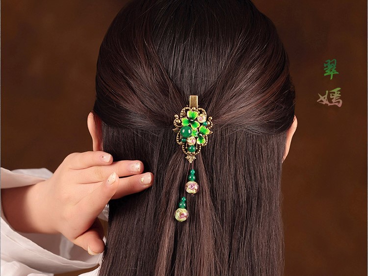清新翠嫣發(fā)夾，古風(fēng)簡(jiǎn)約發(fā)飾頭飾