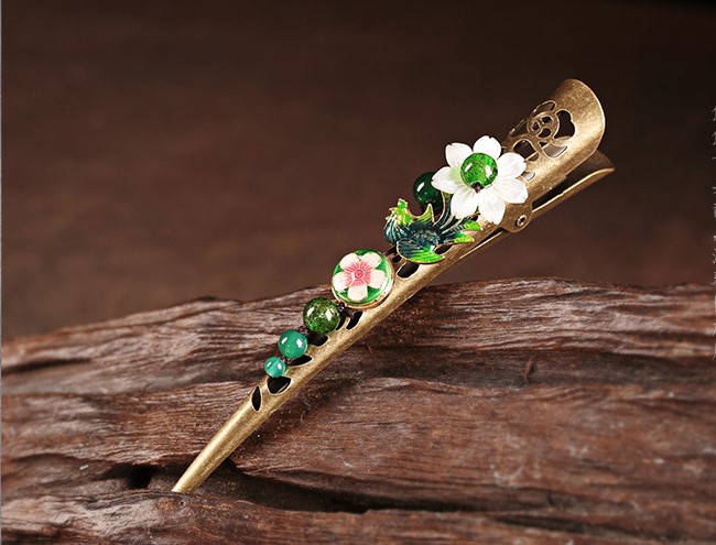 春意盎然發(fā)夾，古典盤發(fā)大發(fā)夾頭飾