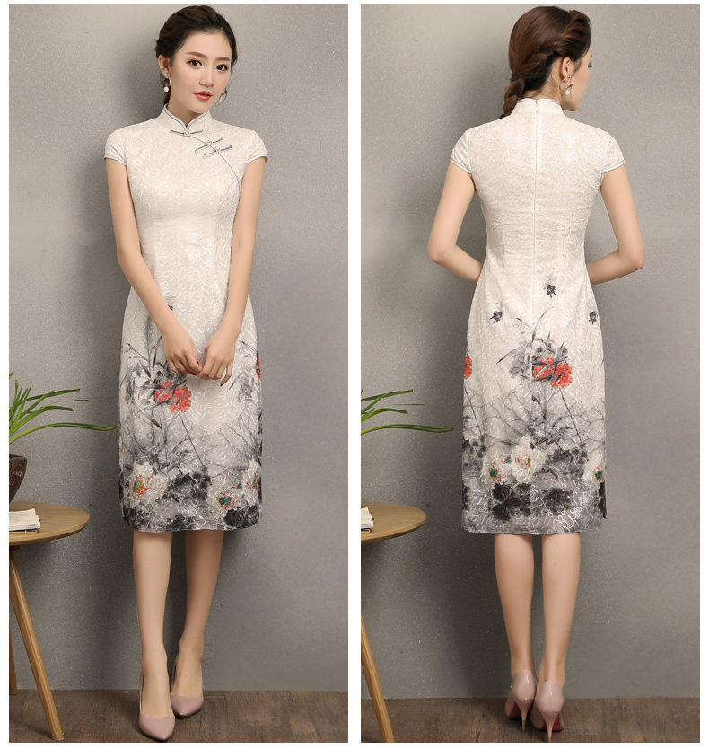 淡雅花容旗袍，復(fù)古時(shí)尚旗袍裙