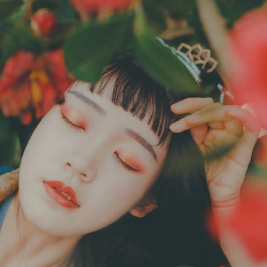 山茶花開(kāi)女生頭像，唯美古風(fēng)真人頭像