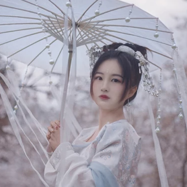 櫻落紛飛帶傘女生頭像，唯美古風(fēng)真人頭像