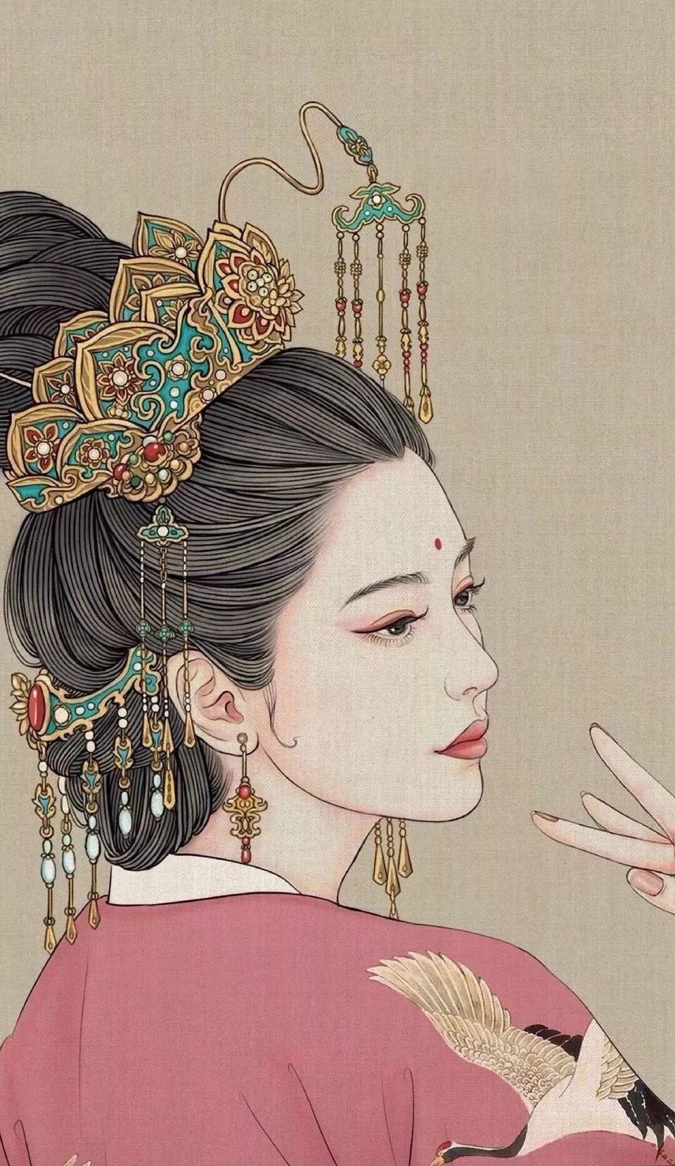 驚艷手繪插畫(huà)：古風(fēng)線(xiàn)條畫(huà)出女子極致的美