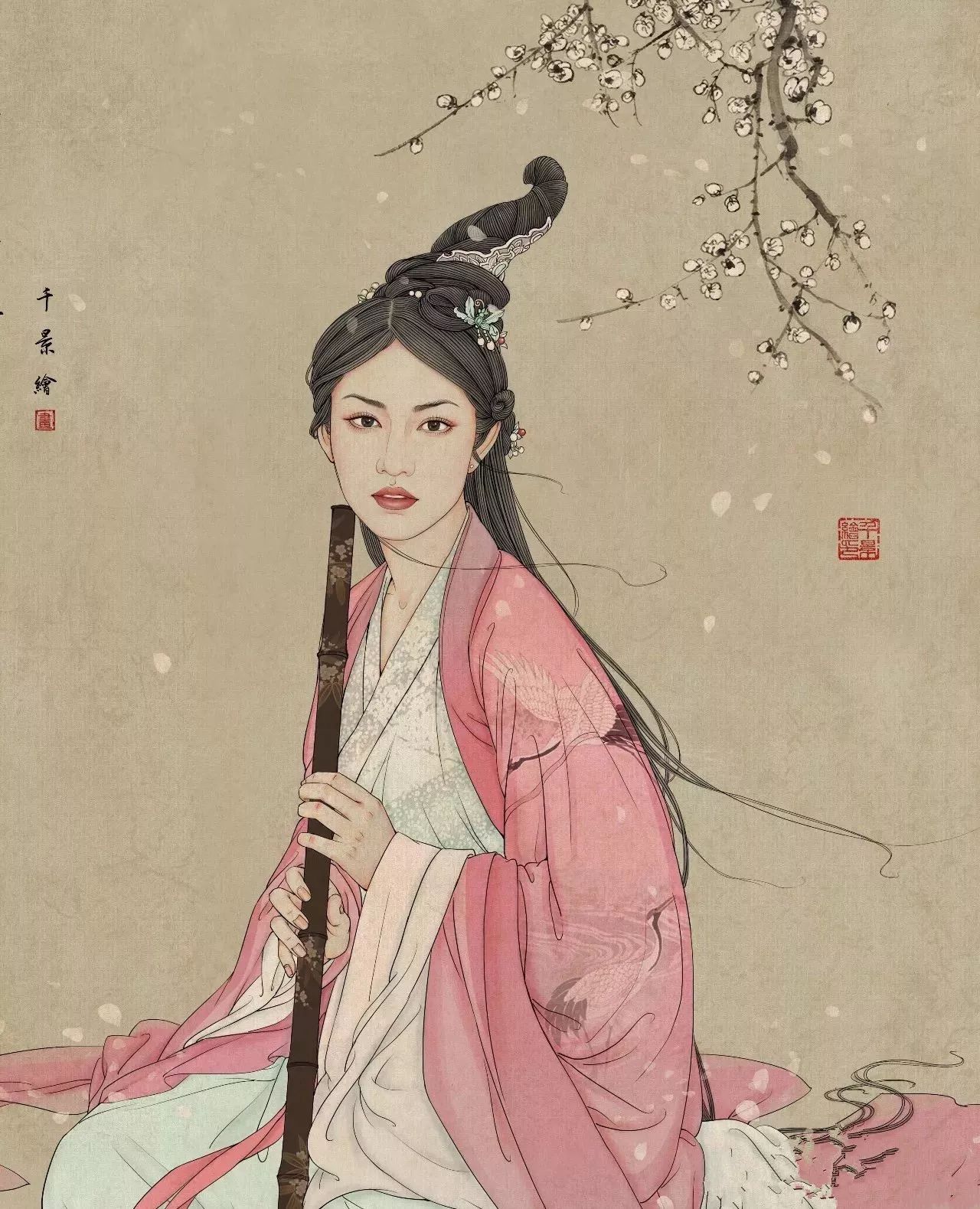 驚艷手繪插畫：古風(fēng)線條畫出女子極致的美