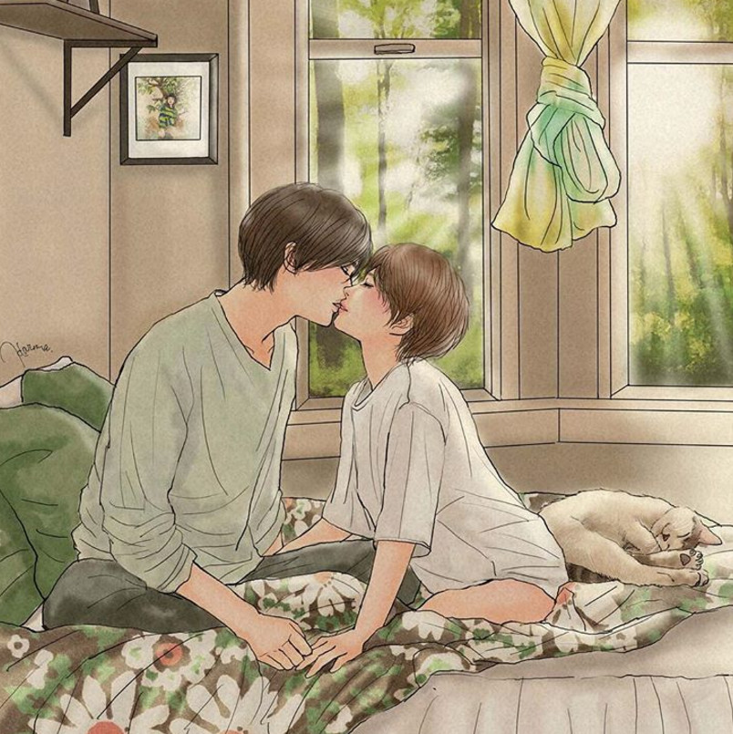 一組情侶情趣插畫，充滿誘惑的手繪插畫