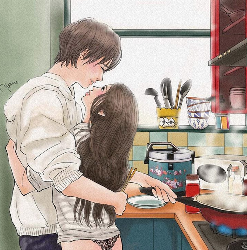 一組情侶情趣插畫(huà)，充滿誘惑的手繪插畫(huà)