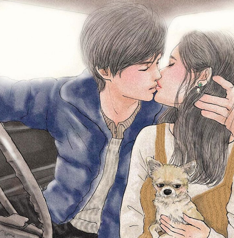 一組情侶情趣插畫，充滿誘惑的手繪插畫