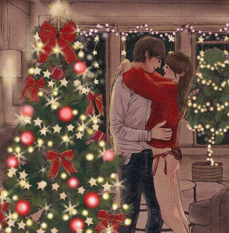 一組情侶情趣插畫，充滿誘惑的手繪插畫