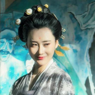 優(yōu)雅賞春帶團(tuán)扇女生頭像，唯美古風(fēng)真人頭像