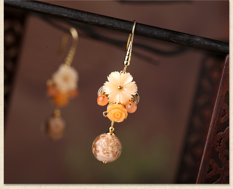 清新淡黃琉璃耳環(huán)，氣質(zhì)古典超仙首飾