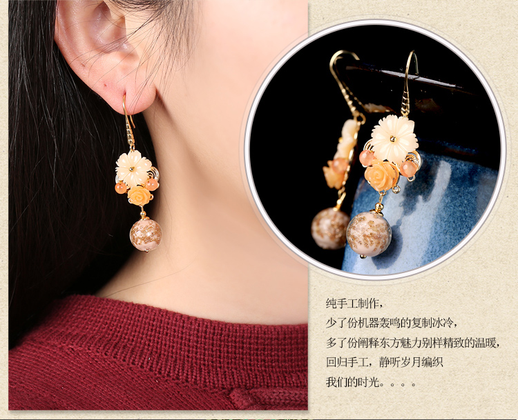 清新淡黃琉璃耳環(huán)，氣質(zhì)古典超仙首飾
