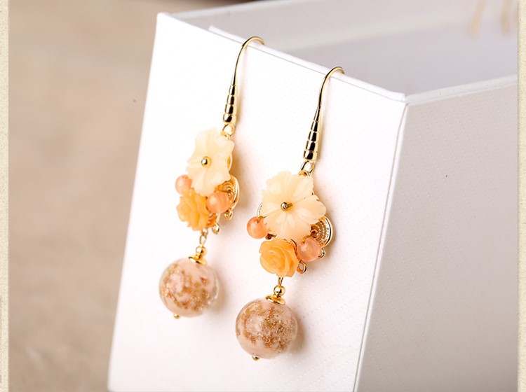 清新淡黃琉璃耳環(huán)，氣質(zhì)古典超仙首飾