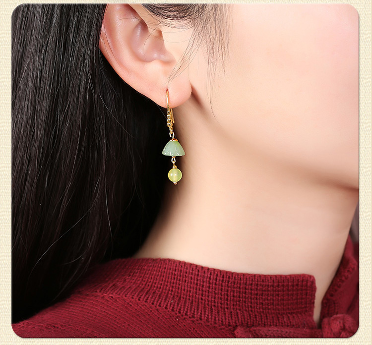 古風(fēng)淡雅蓮蓬耳環(huán)，氣文藝復(fù)古味道首飾