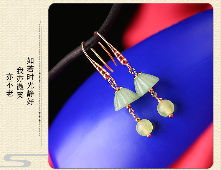 古風(fēng)淡雅蓮蓬耳環(huán)，氣文藝復(fù)古味道首飾