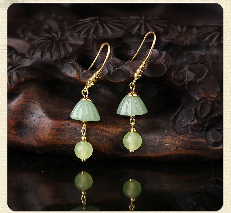 古風(fēng)淡雅蓮蓬耳環(huán)，氣文藝復(fù)古味道首飾